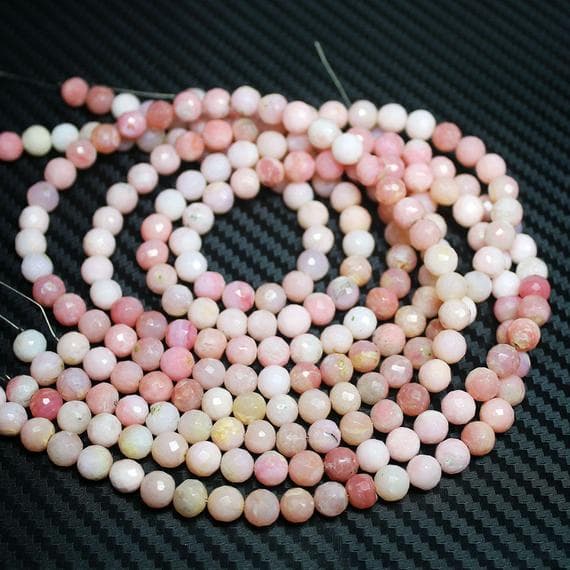 1 strand pink opal round ball faceted 16'' long strand gemstone beads, jewelry supplies for jewelry making, bulk beads, for meditation jewellery for Reiki Healing  gemstone 7mm