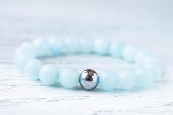 Young Girl Bracelet Cousins Bracelet Sisters Bracelet Cute Arm Candy Bridesmaid Bracelet Bracelet for Teens Blue Crystals Amazonite Bracelet 8mm  Code- WAR9202