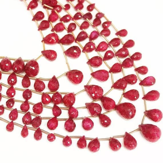 1 strand ruby tear drop faceted 10'' long strand gemstone beads, jewelry supplies for jewelry making, bulk beads, for meditation jewellery for Reiki Healing  gemstone size 7mm to 16mm