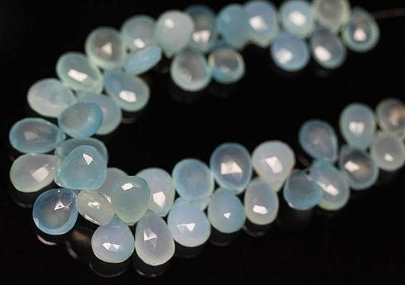 1 strand chalcedony pear drop faceted 8'' long strand gemstone beads, jewelry supplies for jewelry making, bulk beads, for meditation jewellery for Reiki Healing  gemstone size 9mm to 13mm