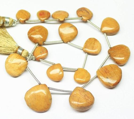 1 strand picture jasper heart drop smooth 9'' long strand gemstone beads, jewelry supplies for jewelry making, bulk beads, for meditation jewellery for Reiki Healing  gemstone size 15mm to 9mm