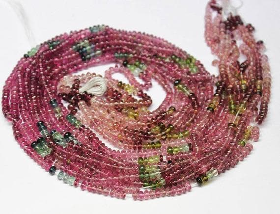 1 strand tourmaline rondelle smooth 14'' long strand gemstone beads, jewelry supplies for jewelry making, bulk beads, for meditation jewellery for Reiki Healing  gemstone size 3.5mm