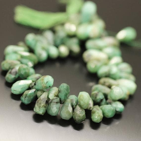 1 strand emerald tear drop faceted 10'' long strand gemstone beads, jewelry supplies for jewelry making, bulk beads, for meditation jewellery for Reiki Healing  gemstone size 11mm to 14mm