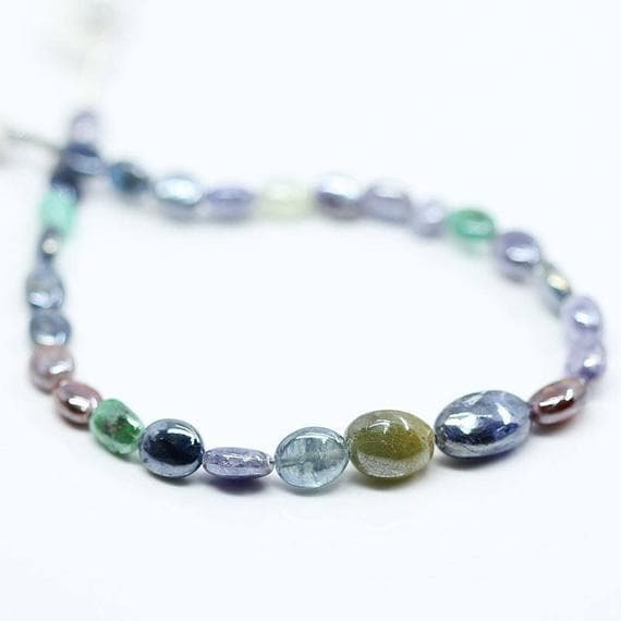 1 strand multi gemstone oval smooth 4'' long strand gemstone beads, jewelry supplies for jewelry making, bulk beads, for meditation jewellery for Reiki Healing  gemstone size 6mm to 12mm