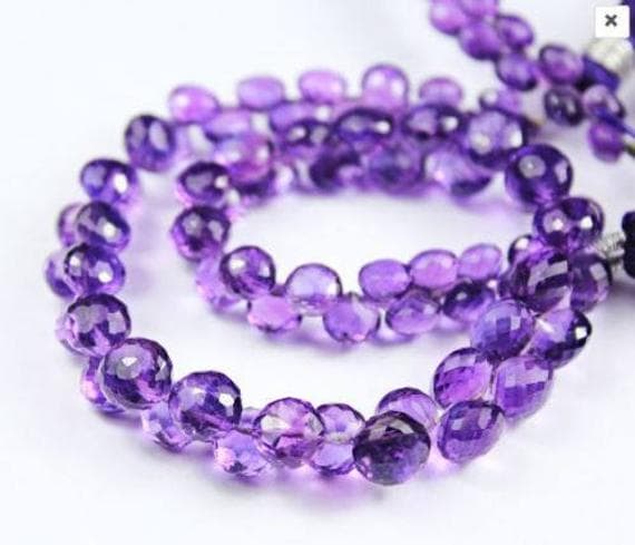 1 strand amethyst onion drop faceted 9'' long strand gemstone beads, jewelry supplies for jewelry making, bulk beads, for meditation jewellery for Reiki Healing  gemstone size 4mm to 6mm