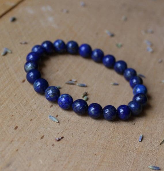 chakras simple 8mm Stretchable Blue Lapis Lazuli Bracelet Round, Smooth 7" for mens, womens.