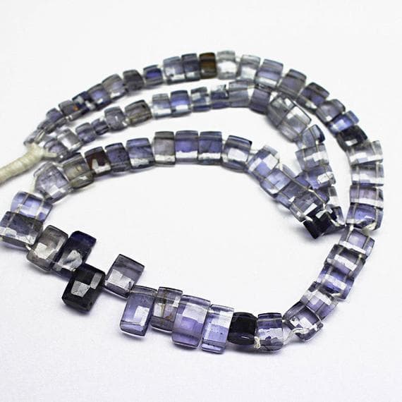 1 strand iolite rectangle chicletfaceted 14'' long strand gemstone beads, jewelry supplies for jewelry making, bulk beads, for meditation jewellery for Reiki Healing  gemstone size 5mm to 10mm