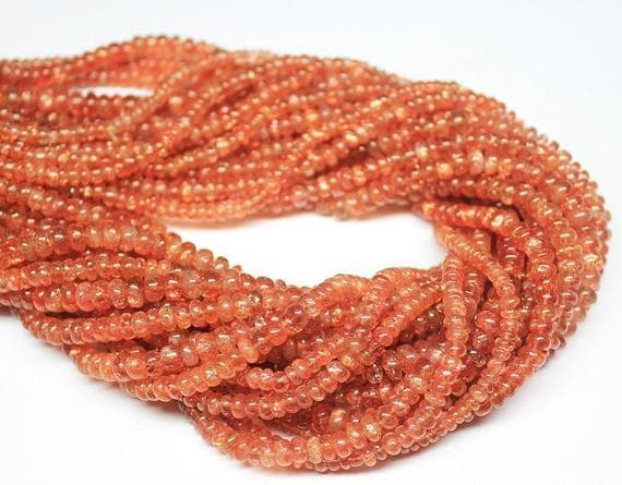 1 strand sunstone rondelle smooth 14'' long strand gemstone beads, jewelry supplies for jewelry making, bulk beads, for meditation jewellery for Reiki Healing  gemstone size 6mm