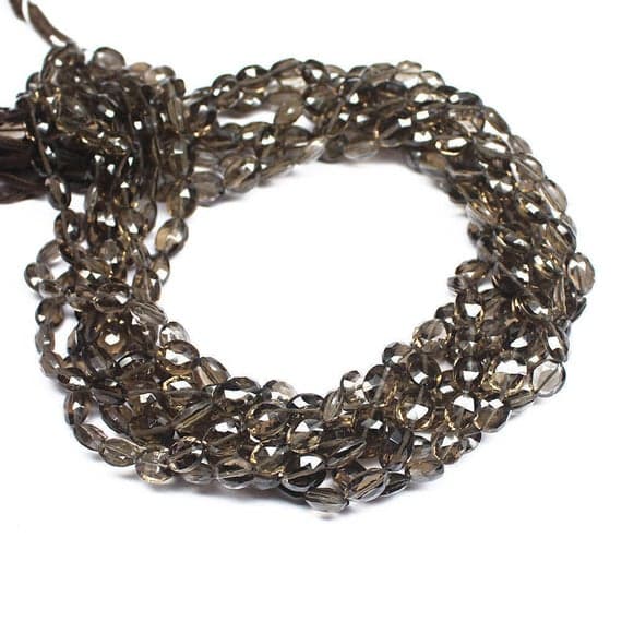 1 strand smocky quartz oval faceted 13'' long strand gemstone beads, jewelry supplies for jewelry making, bulk beads, for meditation jewellery for Reiki Healing  gemstone size 7mm