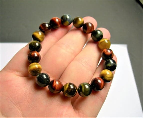 Tiger eyes Multi color - 10mm Round beads - 19 beads - 1 set - mix color tiger eyes Code- WAR6964