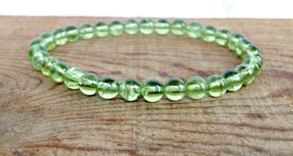 Anxiety Relief Calming 5mm Stretchable Green Peridot Bracelet Round, Smooth 7" for mens, womens, gf, bf & Adult.