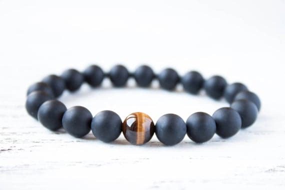Radiant Brown Black Matte Bracelet Tiger Eye Minimalist Mens Bracelet Lgbt Gay Bracelet Daddy Bracelet Boyfriend Bracelet Guys Bracelet 8mm  Code- WAR9214