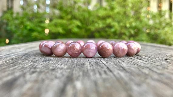 Anniversary Gift 10mm Stretchable Purple Kunzite Bracelet Round, Smooth 7" for mens, womens, gf, bf & Adult.