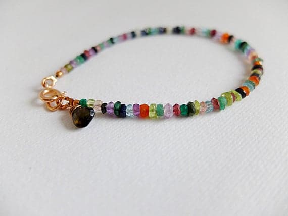 AAA++ Rare Quality Clearance jewels! Iolite,pink Tourmaline Peridot,Apatite,Labradorite multicolor bracelet stacking bracelet,boho colorful bracelet, gemstone 1-2mm Code- TJH224