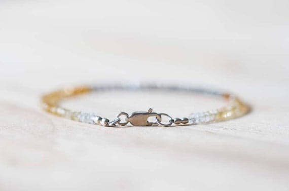 925 sterling silver love beach youth 3mm Multi Colour Citrine & Labradorite stacking Bracelet Rondelle, Faceted 18cm for mens, womens, gf, bf and adults.