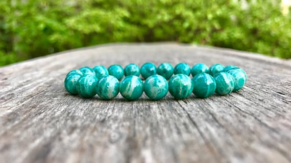 Grounding 8mm Stretchable Green Amazonite Bracelet Round, Smooth 7" for mens, womens, gf, bf & Adult.