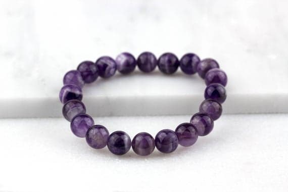 Amethyst Bracelet, Feburary Birthstone, Beaded Bracelet, Purple Yoga Bracelet, Purple Jewelry, Natural Amethyst 8mm  Code- WAR9036