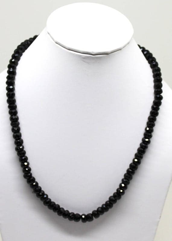 black spinel necklace rondelle faceted 18.5'strand gemstone beads, jewelry supplies for jewelry making, bulk beads, for meditation jewellery for Reiki Healing  gemstone 7-8mm