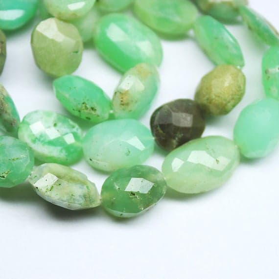 1 strand chrysoprase oval faceted 14'' long strand gemstone beads, jewelry supplies for jewelry making, bulk beads, for meditation jewellery for Reiki Healing  gemstone size 12mm to 14mm