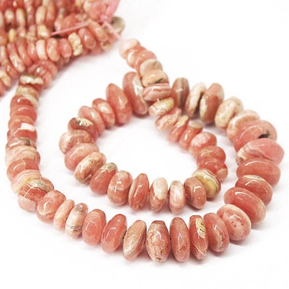 1 strand rhodochrosite rondelle smooth 16'' long strand gemstone beads, jewelry supplies for jewelry making, bulk beads, for meditation jewellery for Reiki Healing  gemstone size 8mm to 15mm