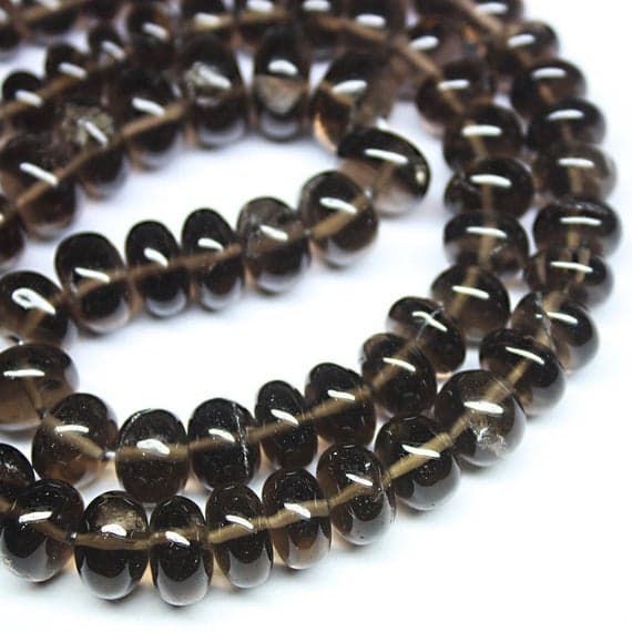 1 strand smocky quartz rondelle smooth 18'' long strand gemstone beads, jewelry supplies for jewelry making, bulk beads, for meditation jewellery for Reiki Healing  gemstone size 7mm to 11mm