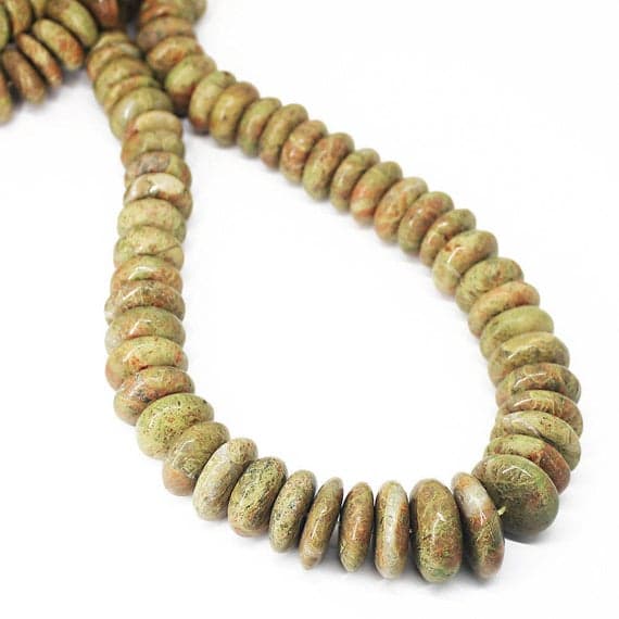 1 strand unakite rondelle smooth 18'' long strand gemstone beads, jewelry supplies for jewelry making, bulk beads, for meditation jewellery for Reiki Healing  gemstone size 12mm to 22mm