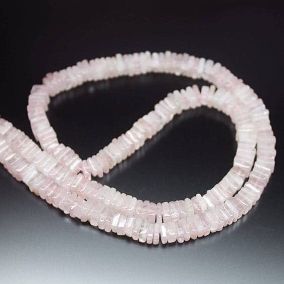 1 strand rose quartz heishi cube square smooth 16'' long strand gemstone beads, jewelry supplies for jewelry making,  for meditation jewellery for Reiki Healing  gemstone size 5mm to 6mm