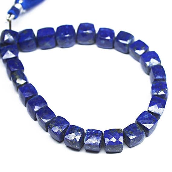 1 strand lapis lazuli heishi cube square faceted 8'' long strand gemstone beads, jewelry supplies for jewelry making,  for meditation jewellery for Reiki Healing  gemstone size 8mm to 9mm