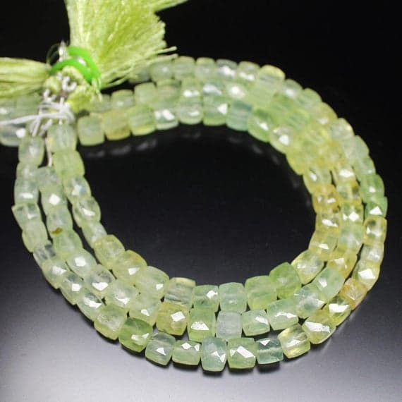 1 strand prehnite square box faceted 8'' long strand gemstone beads, jewelry supplies for jewelry making, bulk beads, for meditation jewellery for Reiki Healing  gemstone size 5mm to 7mm