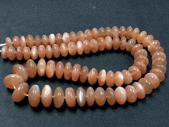 1 strand peach moonstone rondelle smooth 16'' long strand gemstone beads, jewelry supplies for jewelry making, bulk beads, for meditation jewellery for Reiki Healing  gemstone size 7mm to 9mm