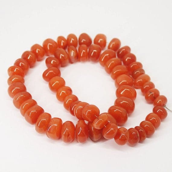 1 strand carnelian rondelle smooth 18'' long strand gemstone beads, jewelry supplies for jewelry making, bulk beads, for meditation jewellery for Reiki Healing  gemstone size 8mm to 11mm