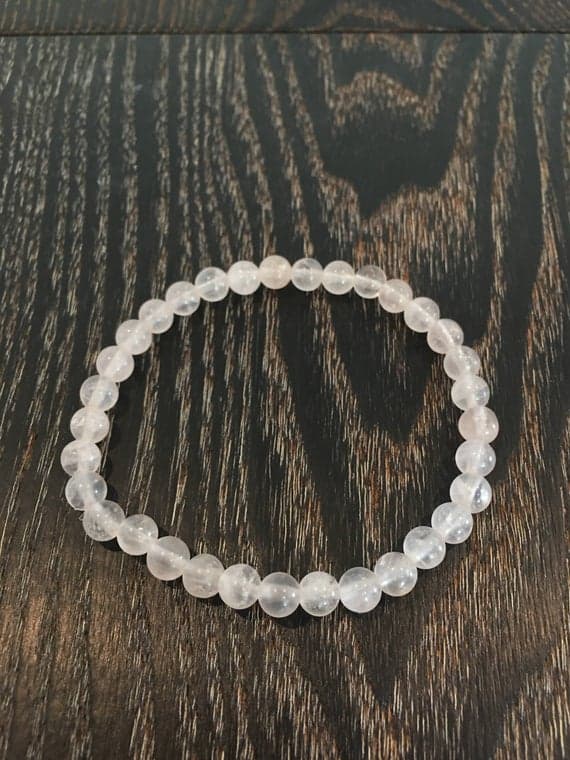 top quality 6mm Stretchable Pink Rose Quartz Bracelet Round, Smooth 7" for mens, womens, gf, bf & Adult.