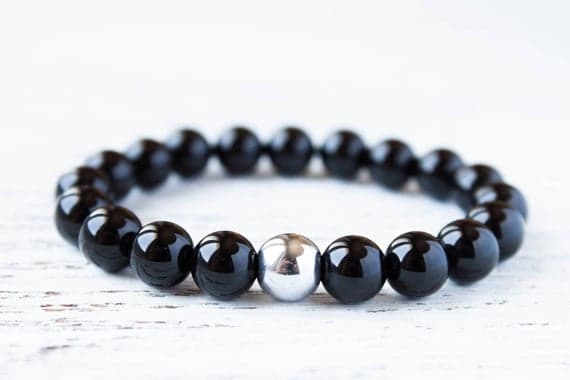 Black and Silver Man Dad Bracelet Game of Thrones Gift for Her Cousin Bracelet Lgbt Gay Bracelet Boyfriend Bracelet Silver Magnetic Hematite 8mm  Code- WAR9224