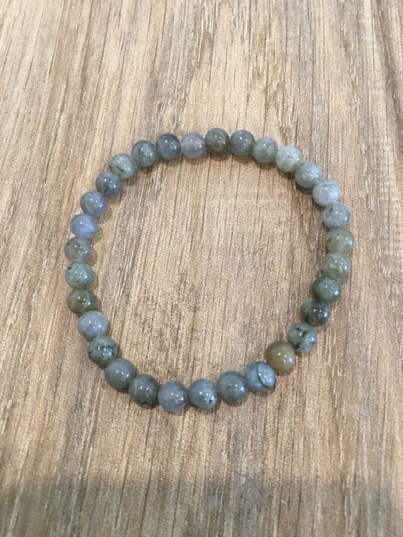 Super sale 6mm Stretchable Gray Labradorite Bracelet Round, Smooth 7" for mens, womens, gf, bf & Adult.
