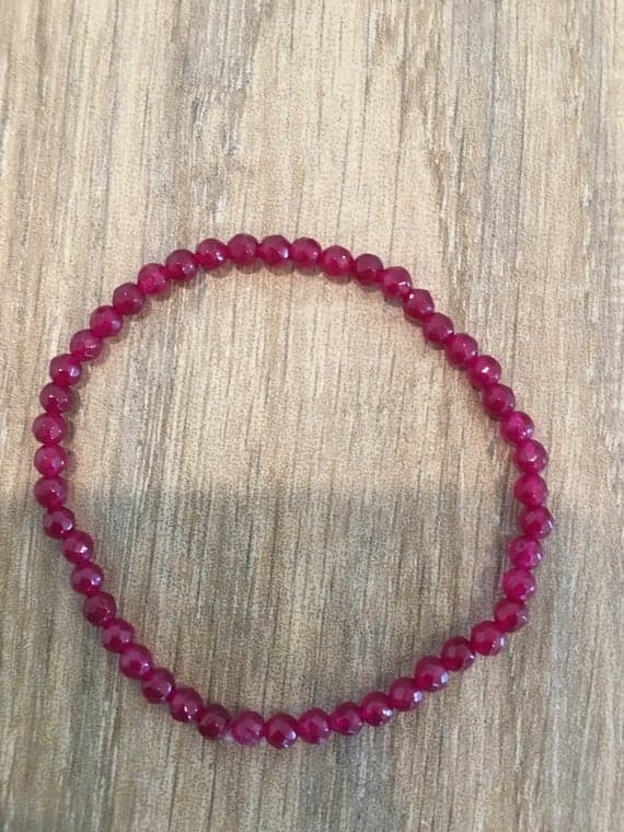 Bridesmaid Jewelry 4mm Stretchable Red Ruby Bracelet Round, Smooth 7" for mens, womens, gf, bf & Adult.
