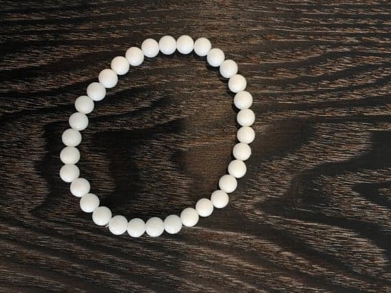 Empath Protection 6mm Stretchable White Milky Quartz Bracelet Round, Smooth 7" for mens, womens, gf, bf & Adult.