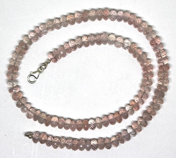 rose quartz necklace rondelle faceted 18'strand gemstone beads, jewelry supplies for jewelry making, bulk beads, for meditation jewellery for Reiki Healing  gemstone 7mm