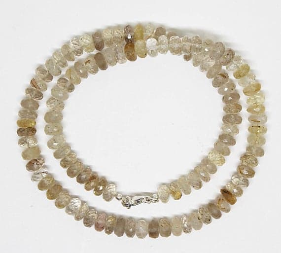 golden rutile quartz necklace rondelle faceted 18.5'strand gemstone beads, jewelry supplies for jewelry making, bulk beads, for meditation jewellery for Reiki Healing  gemstone 7-8mm