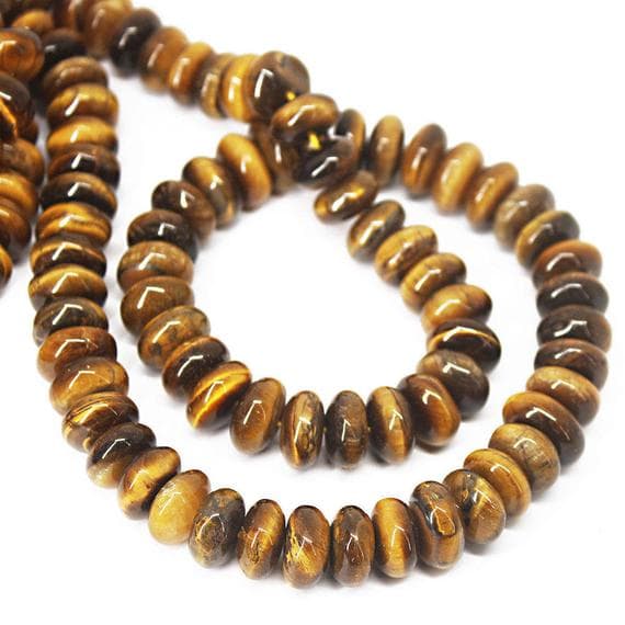 1 strand tiger eye rondelle smooth 18'' long strand gemstone beads, jewelry supplies for jewelry making, bulk beads, for meditation jewellery for Reiki Healing  gemstone size 11mm to 12mm