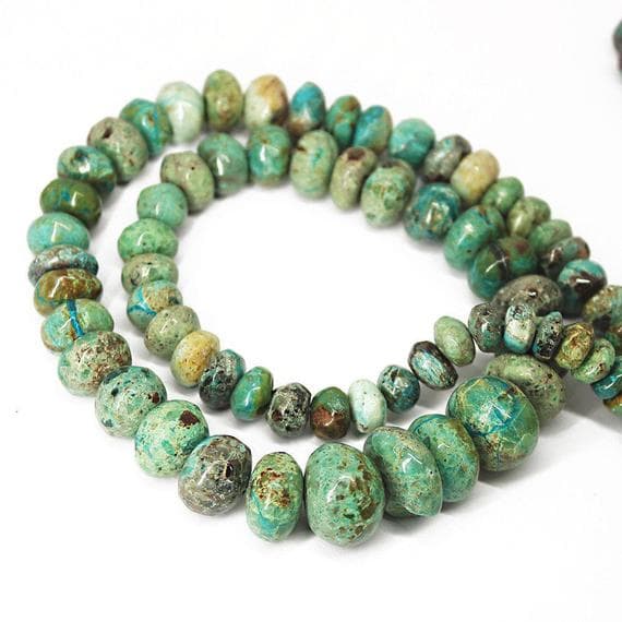 1 strand chrysocollla rondelle smooth 19'' long strand gemstone beads, jewelry supplies for jewelry making, bulk beads, for meditation jewellery for Reiki Healing  gemstone size 6mm to 13mm