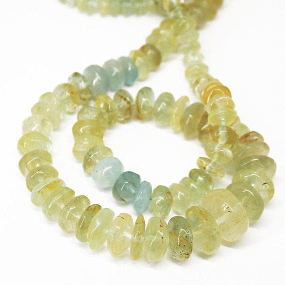 1 strand aquamarine rondelle smooth 14'' long strand gemstone beads, jewelry supplies for jewelry making, bulk beads, for meditation jewellery for Reiki Healing  gemstone size 6mm to 10mm