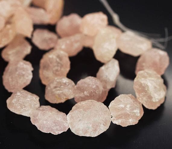 1 strand rose quartz rough stone coin by hammered coin rough rock by hammered 18'' long strand gemstone beads, jewelry supplies for jewelry making,  for meditation jewellery for  size 15mm to 23mm