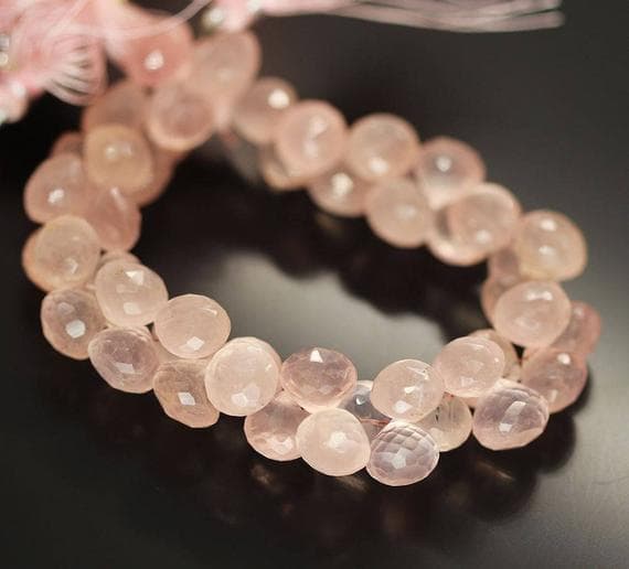 1 strand rose quartz onion drop faceted 7'' long strand gemstone beads, jewelry supplies for jewelry making, bulk beads, for meditation jewellery for Reiki Healing  gemstone size 9mm to 10mm