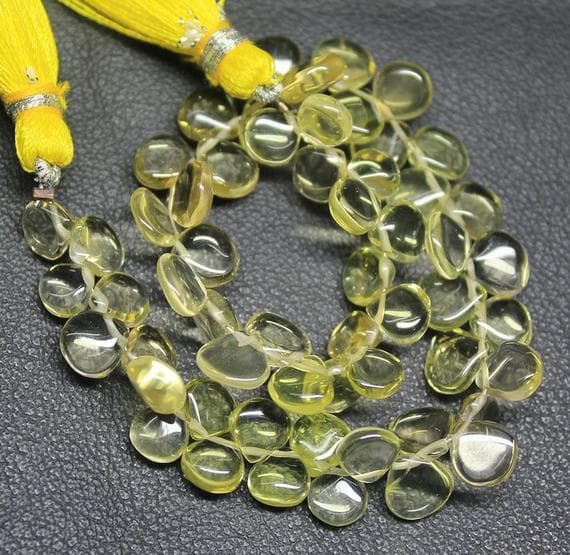 1 strand lemon quartz heart drop smooth 8'' long strand gemstone beads, jewelry supplies for jewelry making, bulk beads, for meditation jewellery for Reiki Healing  gemstone size 6mm to 8mm