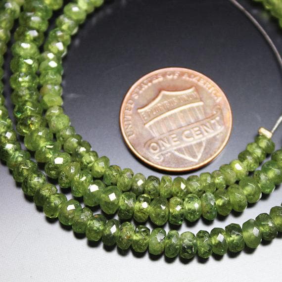 1 strand demantoid garnet rondelle faceted 18'' long strand gemstone beads, jewelry supplies for jewelry making, bulk beads, for meditation jewellery for Reiki Healing  gemstone size 3mm to 6mm
