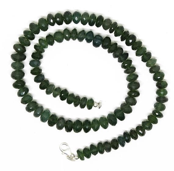 green serpentine necklace rondelle faceted 18.5'strand gemstone beads, jewelry supplies for jewelry making, bulk beads, for meditation jewellery for Reiki Healing  gemstone 7-9mm