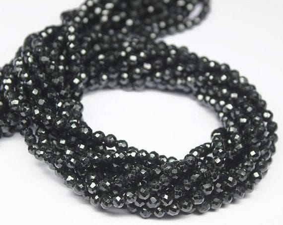 1 strand black spinel rondelle faceted 13'' long strand gemstone beads, jewelry supplies for jewelry making, bulk beads, for meditation jewellery for Reiki Healing  gemstone size 4mm
