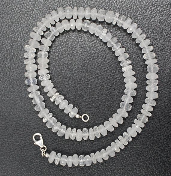 ice quartz necklace rondelle faceted 18.5'strand gemstone beads, jewelry supplies for jewelry making, bulk beads, for meditation jewellery for Reiki Healing  gemstone 7mm