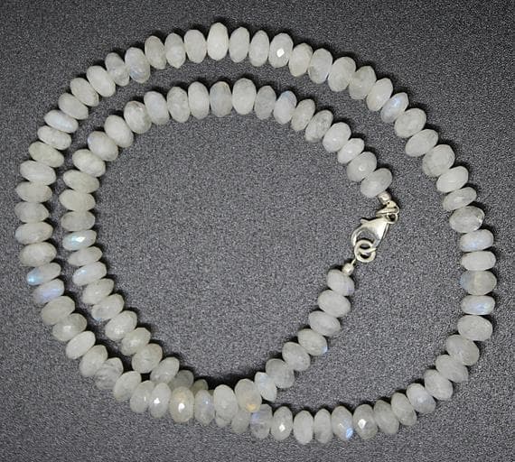 white rainbow moonstone necklace rondelle faceted 18.5'strand gemstone beads, jewelry supplies for jewelry making, bulk beads, for meditation jewellery for Reiki Healing  gemstone 7mm