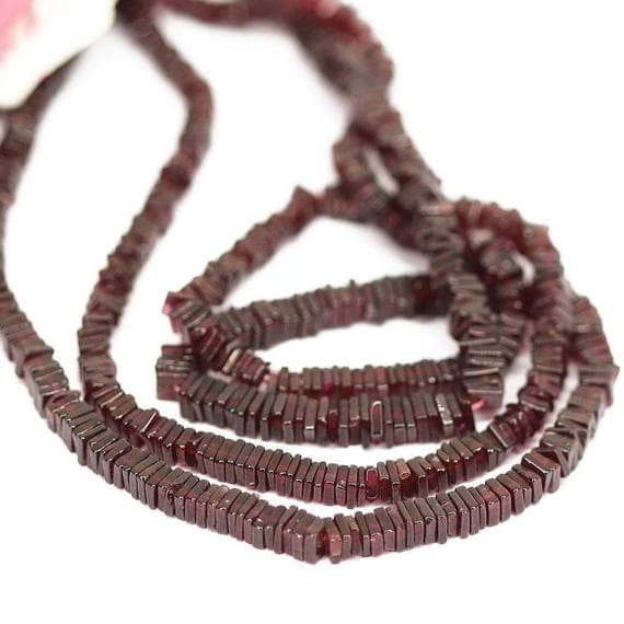 1 strand garnet heishi cube square smooth 16'' long strand gemstone beads, jewelry supplies for jewelry making, bulk beads, for meditation jewellery for Reiki Healing  gemstone size 4mm